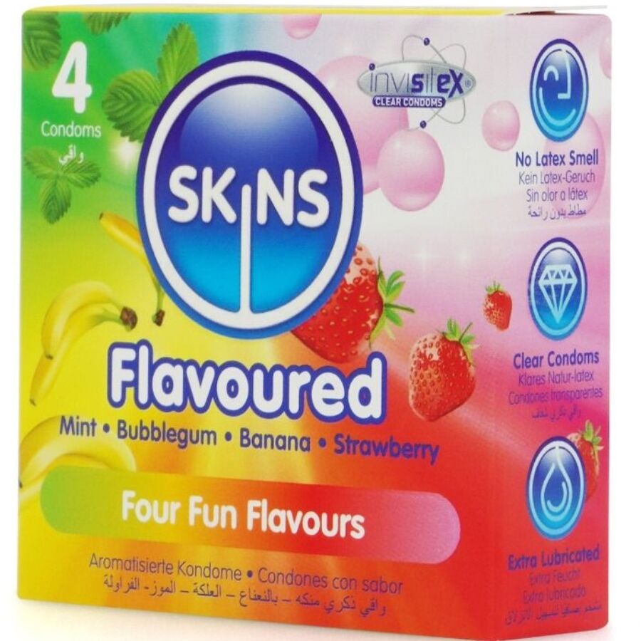 SKINS – Preservativi Multigusto Premium Confezione da 4